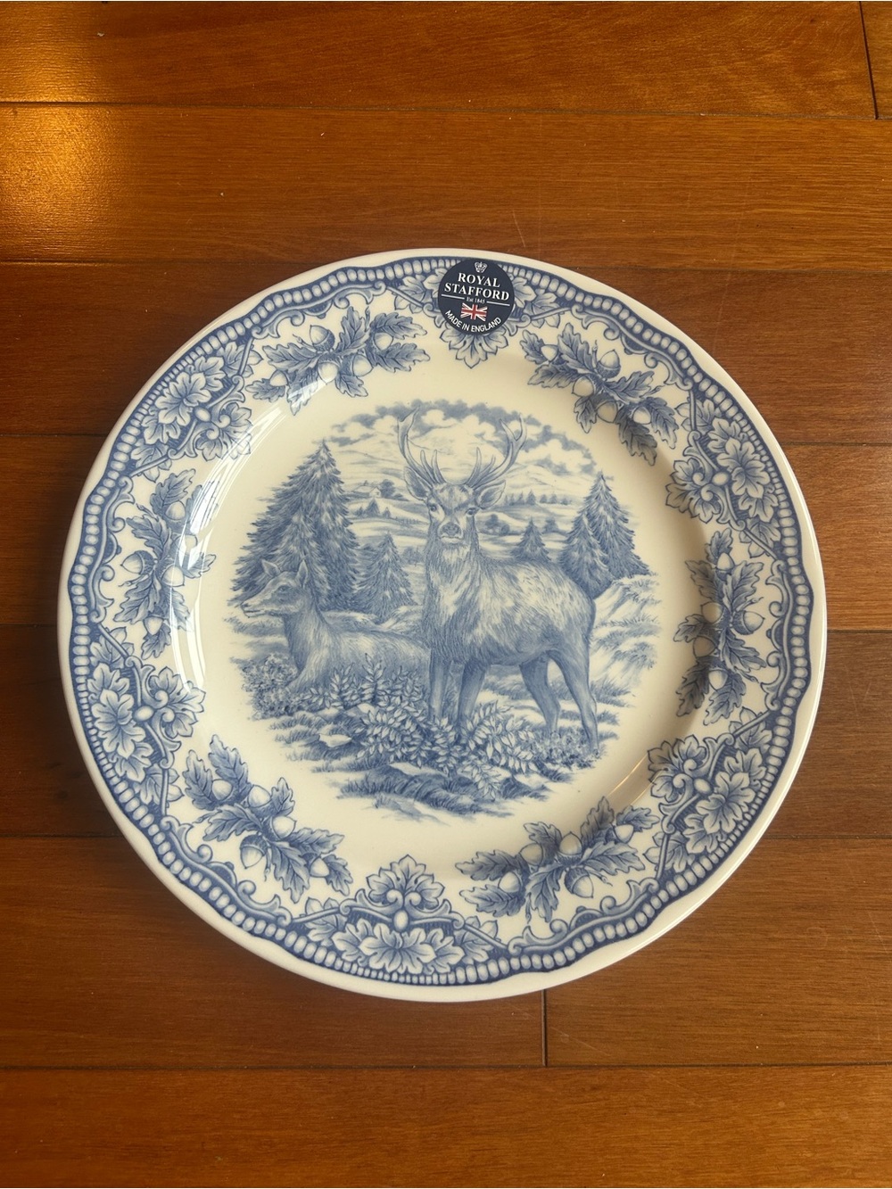 Royal Stafford Stag Deer thanksgiving Dinner Plate set of 2 New Woodland Blue